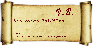 Vinkovics Balázs névjegykártya